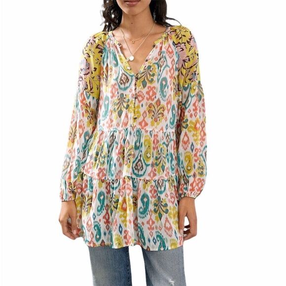 Anthropologie Maureen Babydoll Long Sleeve Tunic Top New With Tag Size XS - Picture 1 of 9